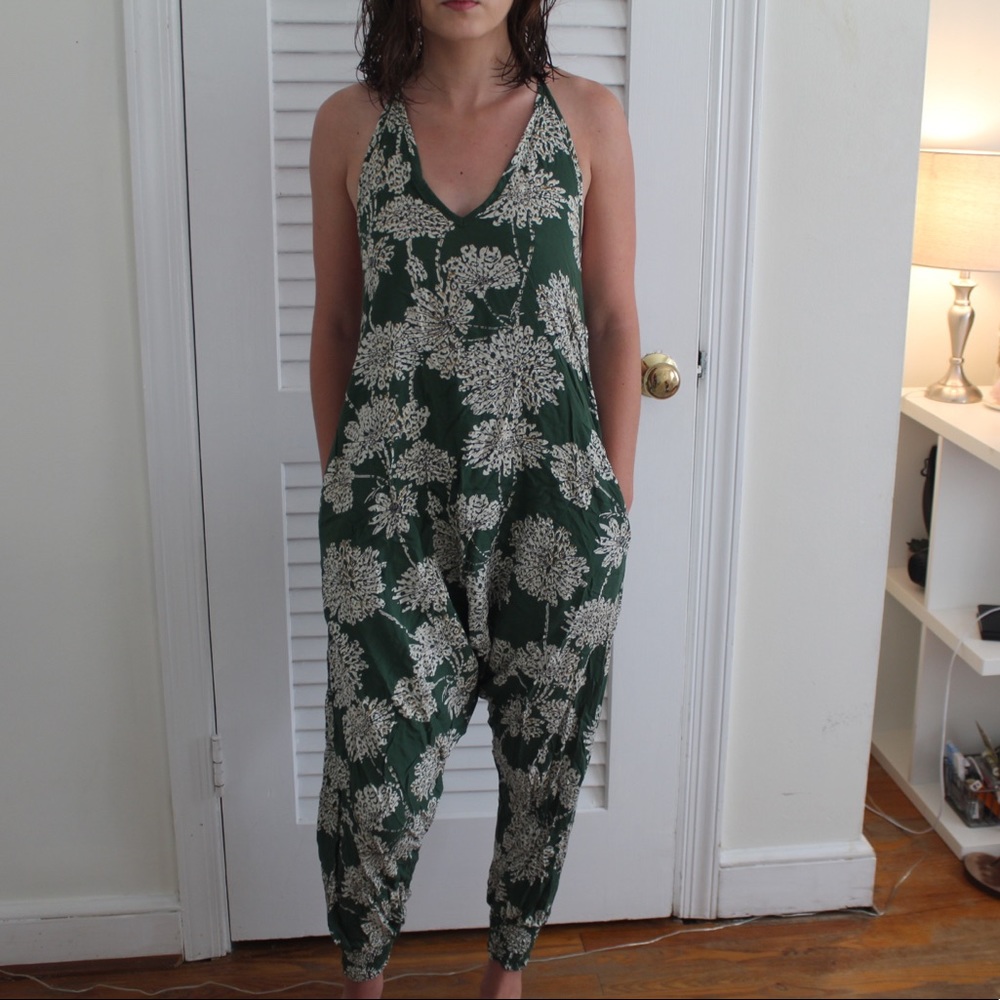 Green Floral Jumpsuit